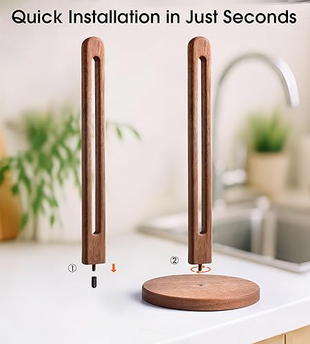 Miniatura 4 de KitchLife Soporte para toallas de papel de madera de acacia, se adapta a rollos jumbo, organizador de soporte dispensador de toallas de papel