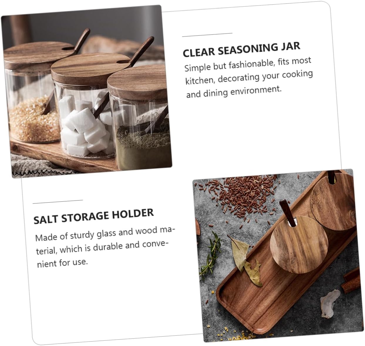 Lid Spice Jar Spoon and Tray Condiment Jar Multi-use Seasoning Pot Spice Storage for Kitchen