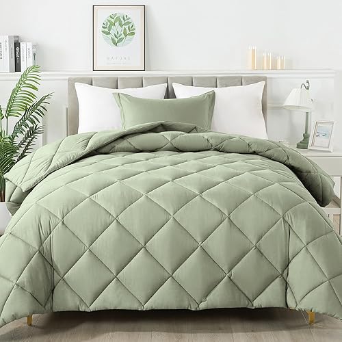 Juego de edredón de tamaño individual con 1 funda de almohada, edredón de cama alternativo al plumón para todas las estaciones, ligero, lavable a