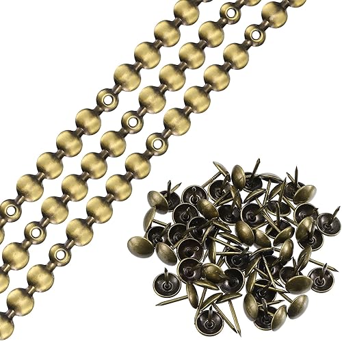 Miniatura 10 de uxcell 3 tiras de tachuelas de tapicería, adornos de uñas decorativos brillantes de 3.3 ft para sofá, cabecero, silla, muebles con clavos de