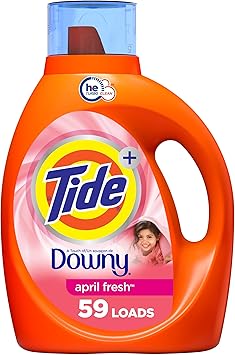 Tide with Downy Liquid Laundry Detergent Soap, High Efficiency HE, April Fresh Scent, 59 Loads 92 Fl Oz