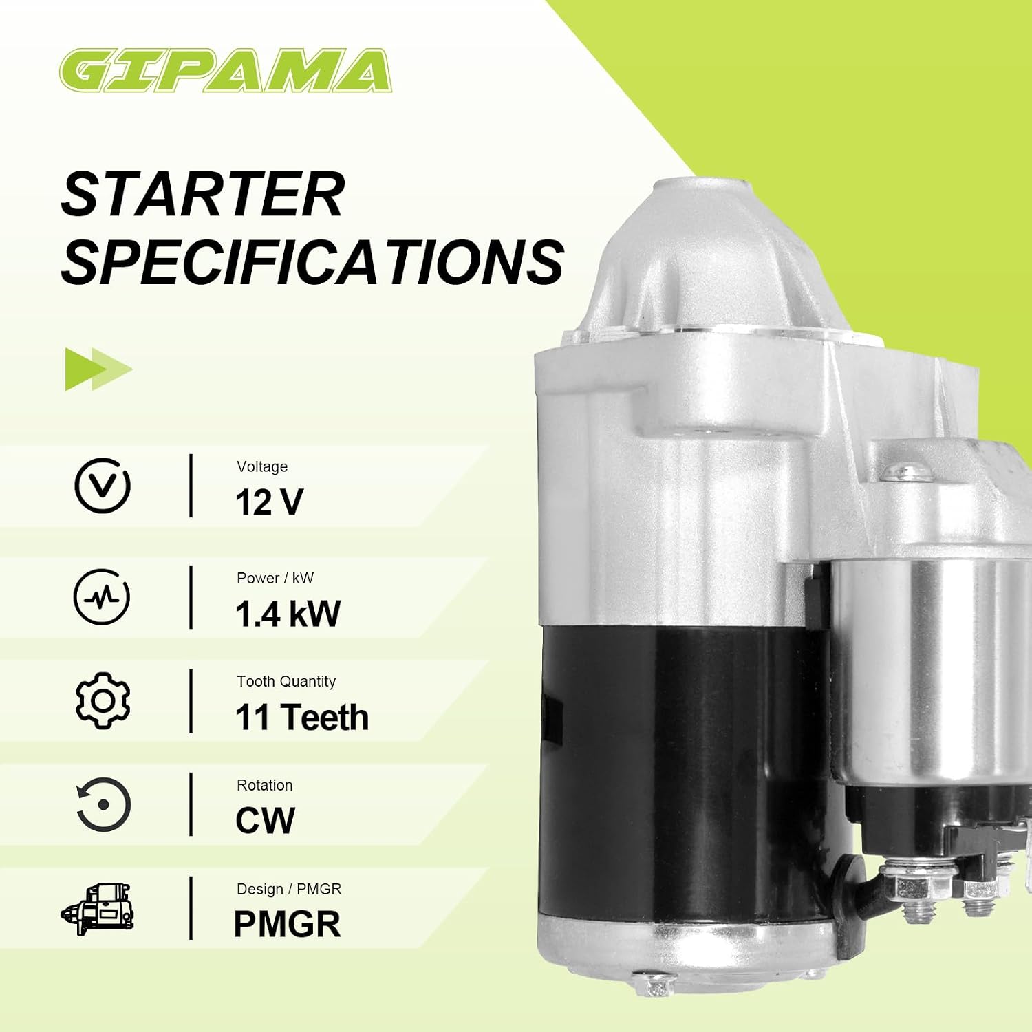 11713 Starter Motor 12V 1.4kW CW 11-Tooth – Fits Mazda 3/6, CX-5/CX-30/CX-50 2014–2023 – OE Replacement Mitsubishi M000T39671, Mazda PY01-18-400