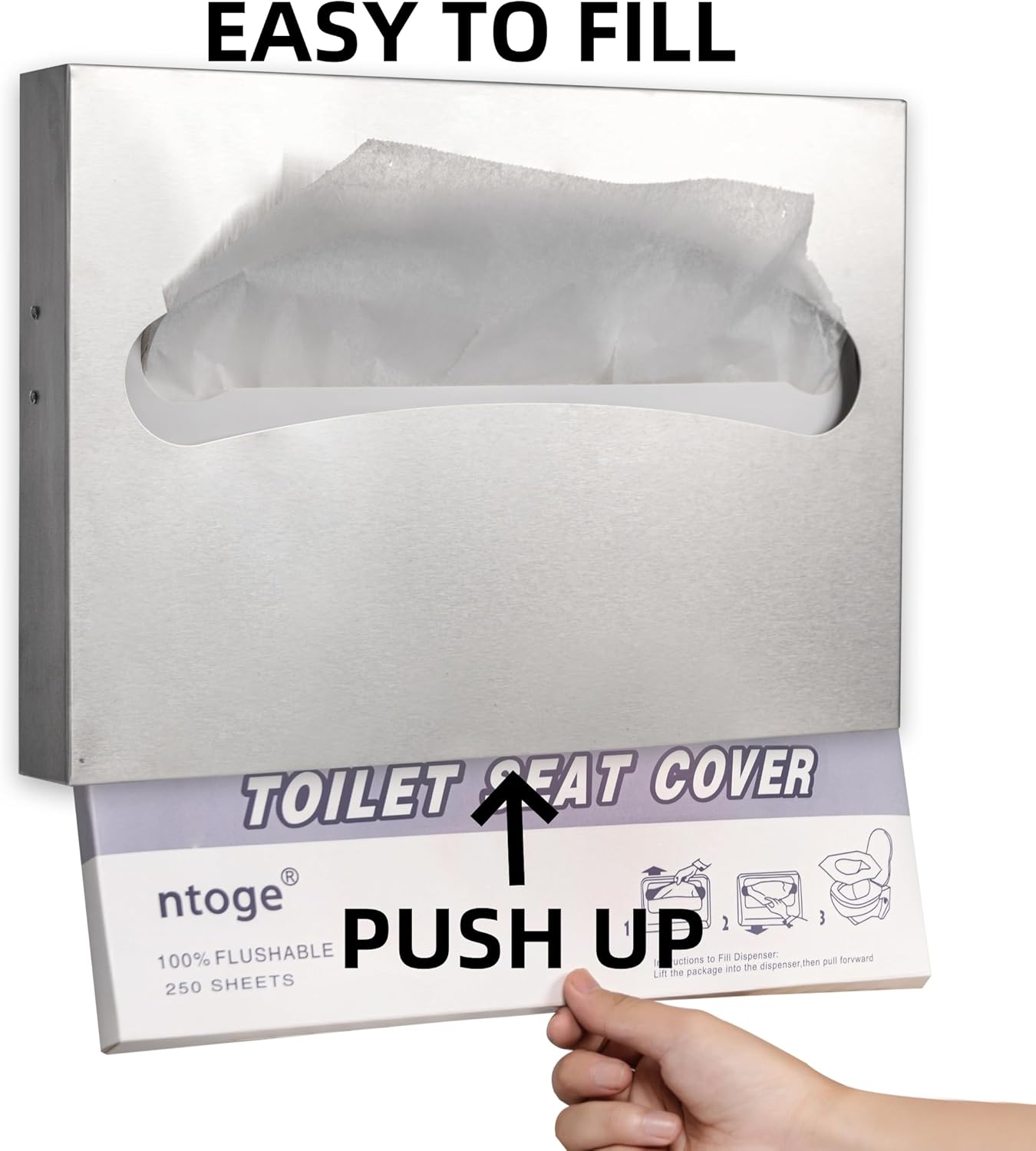 Commercial 3 Roll Toilet Paper Holder Toilet Tissue Dispenser with Lock +Toilet Seat Cover Dispenser,Stainless Steel Brushed,Black and Silver