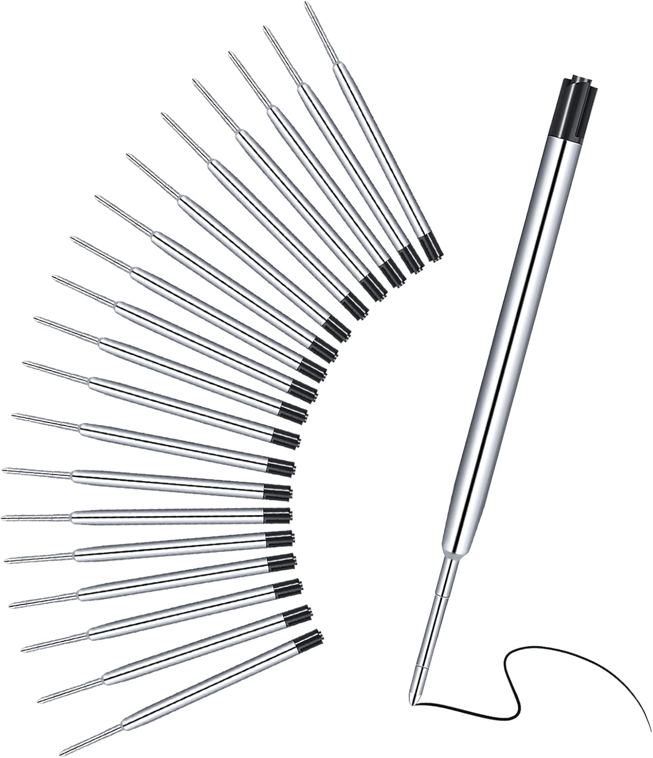 20 Pcs Ballpoint Pen Refills,Replaceable Metal Ballpoint Pen Refills