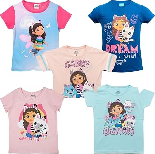 Gabby's Dollhouse T-Shirt für Mädchen, 100 % Baumwolle, offizielles T-Shirt, Bekleidung 3-8 Jahre, Geschenkidee Kurzarm