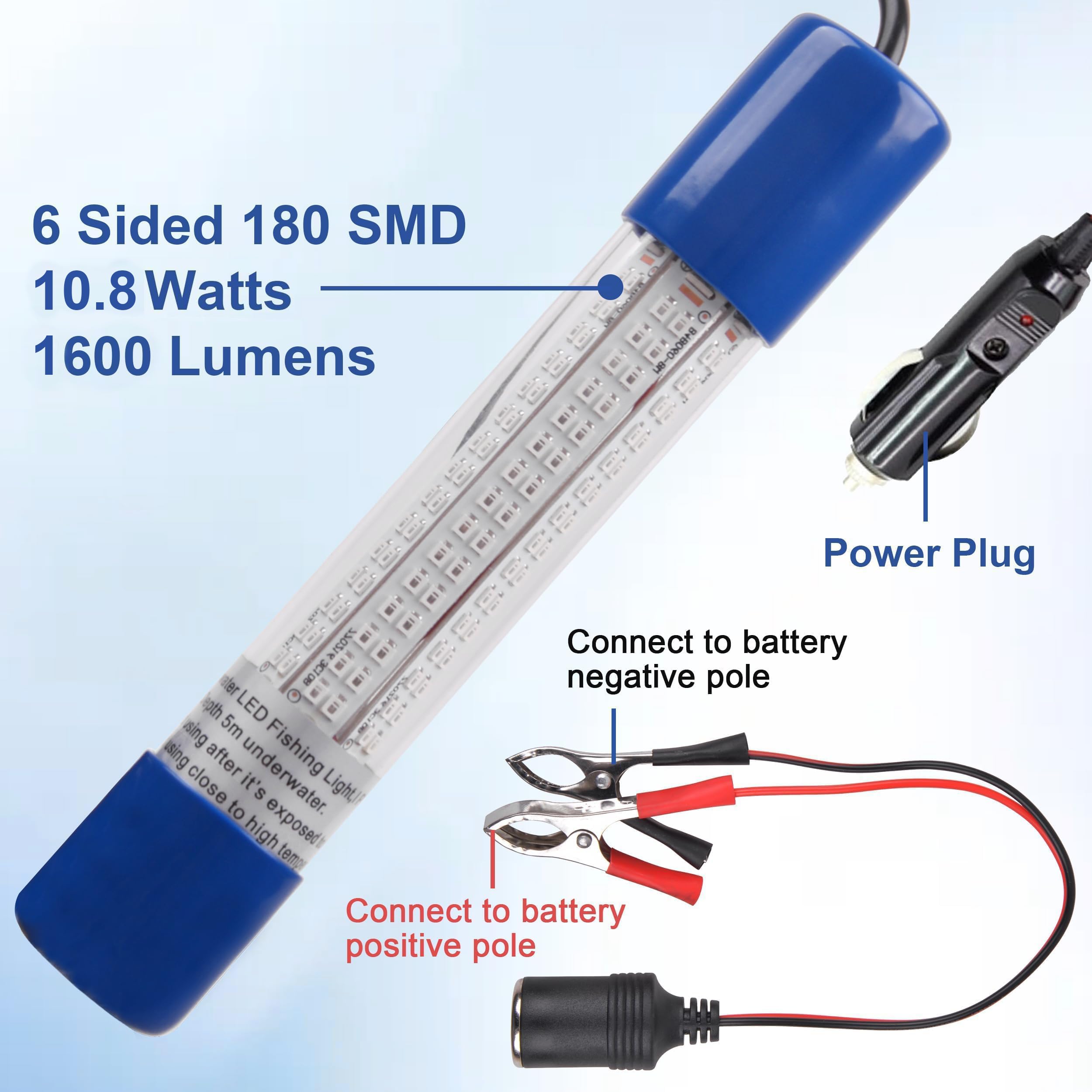 OROOTL Underwater Fishing Light Super Bright 10.8W 12V-24V 180 LED Submersible Fishing Bait Finder Lamp Deep Drop Fish Light for Nigh Boat Dock Shrimp Prawns Squid Fish Crowd