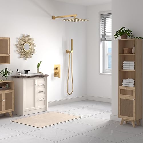 Miniatura 109 de BESy - Cabezal de ducha efecto lluvia cuadrado, de acero inoxidable de alta presión, de 1/16”, ultra fino, cobertura de cuerpo completo con boquilla