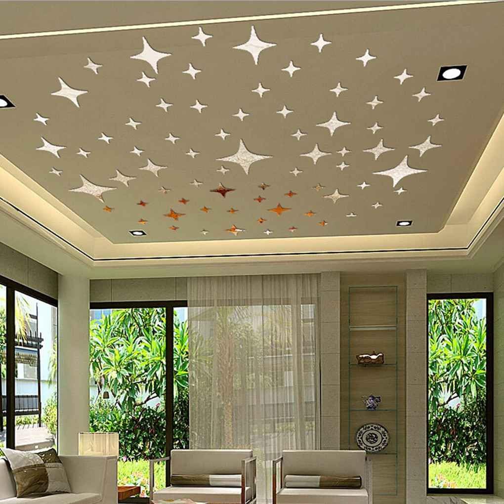 Aotejia 43pcs Twinkle Stars Ceiling Decoration Crystal Reflective DIY Mirror 3D Wall Stickers gold