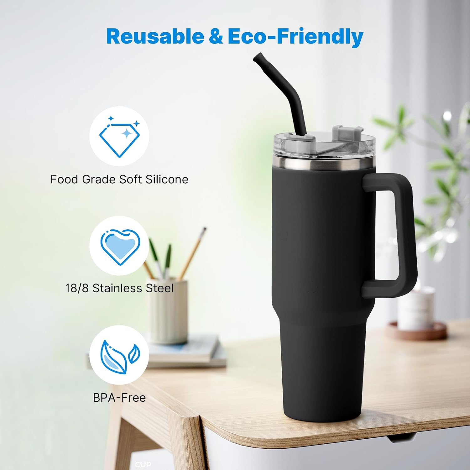Replacement Metal Straws with Silicone Tip for 40oz Stanley Cup image 4