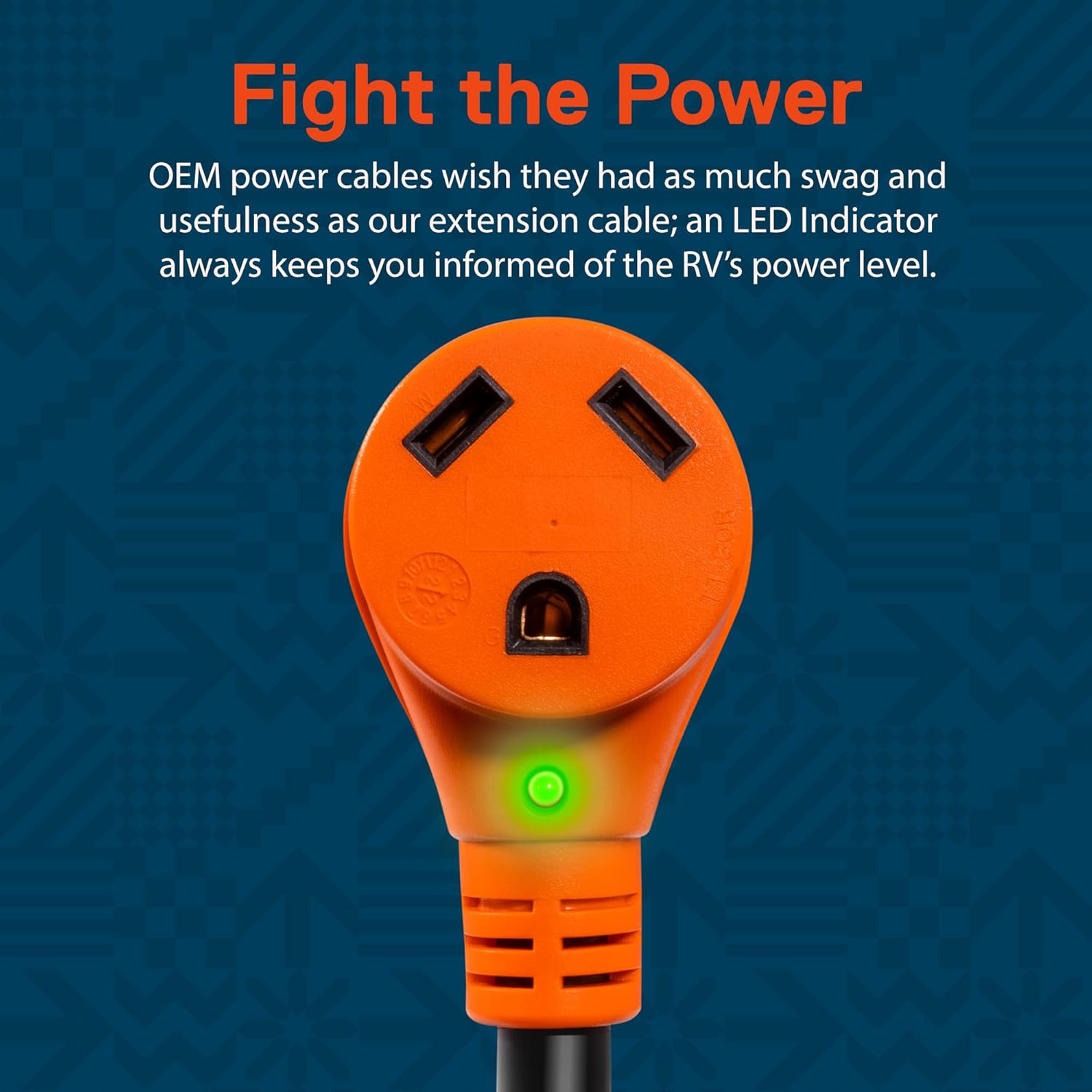 True Mods 15 ft 125V 30 Amp RV Shore Power Extension Cord Set [NEMA TT-30P TT-30R] [LED Light] [ETL] 30A 10 Gauge 3 Prong Copper Wire Electrical Cable for Travel Trailer Pop Up Camper Campsite