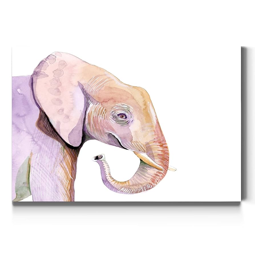 Amazon.com: Renditions Gallery 水彩大象壁掛藝術,日落野生動物