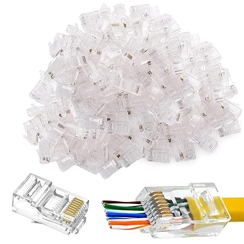 Miniatura 1 de Paquete de 100 conectores Cat 6, conectores modulares Cat6 RJ45, conectores de paso Cat6, conectores de crimpado de cable Ethernet, extremos RJ45