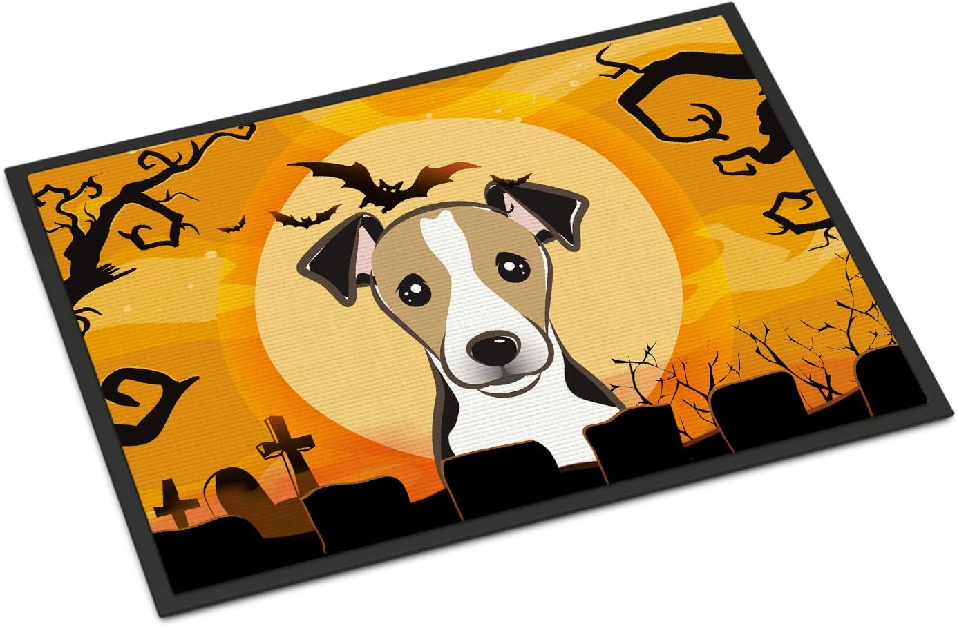 Caroline's Treasures BB1819MAT Halloween Jack Russell Terrier Doormat 18x27 Front Door Mat Indoor Outdoor Rugs for Entryway, Non Slip Washable Low Pile, 18H X 27W