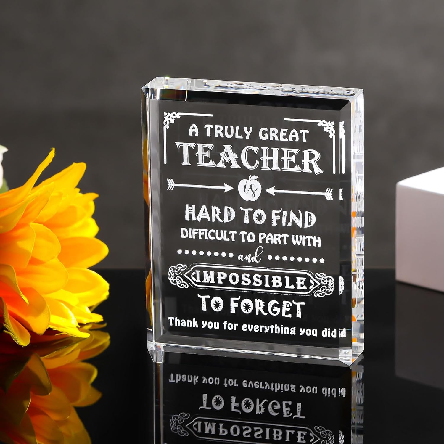 Movdyka Teacher Gifts for Women Men Crystal Keepsake, Laser Engraved Teachers Appreciation Gifts Ideas, Best Teacher Ever Gifts for Graduation Christmas
