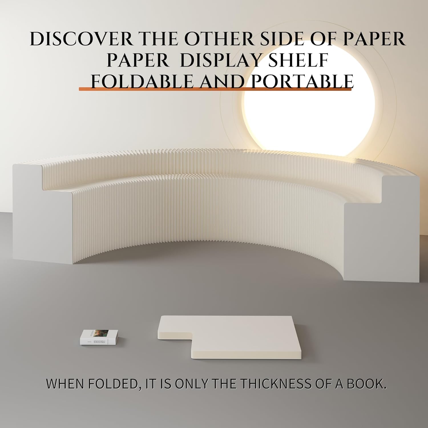 Collapsible Paper Long Display Stand, High Load Capacity, Quick One-Pull Setup, Space-Saving Storage for Retail, Events & Pop-Up Shops (H46.5 W11.8 L118.1)