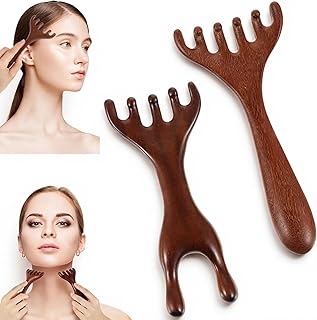 2 Pcs Wood Scalp Massager,Five Touch Therapy Comb Head Massager Scalp Massage Comb for Deep Relaxation and Stress Reduction for Neck,Foot Massage