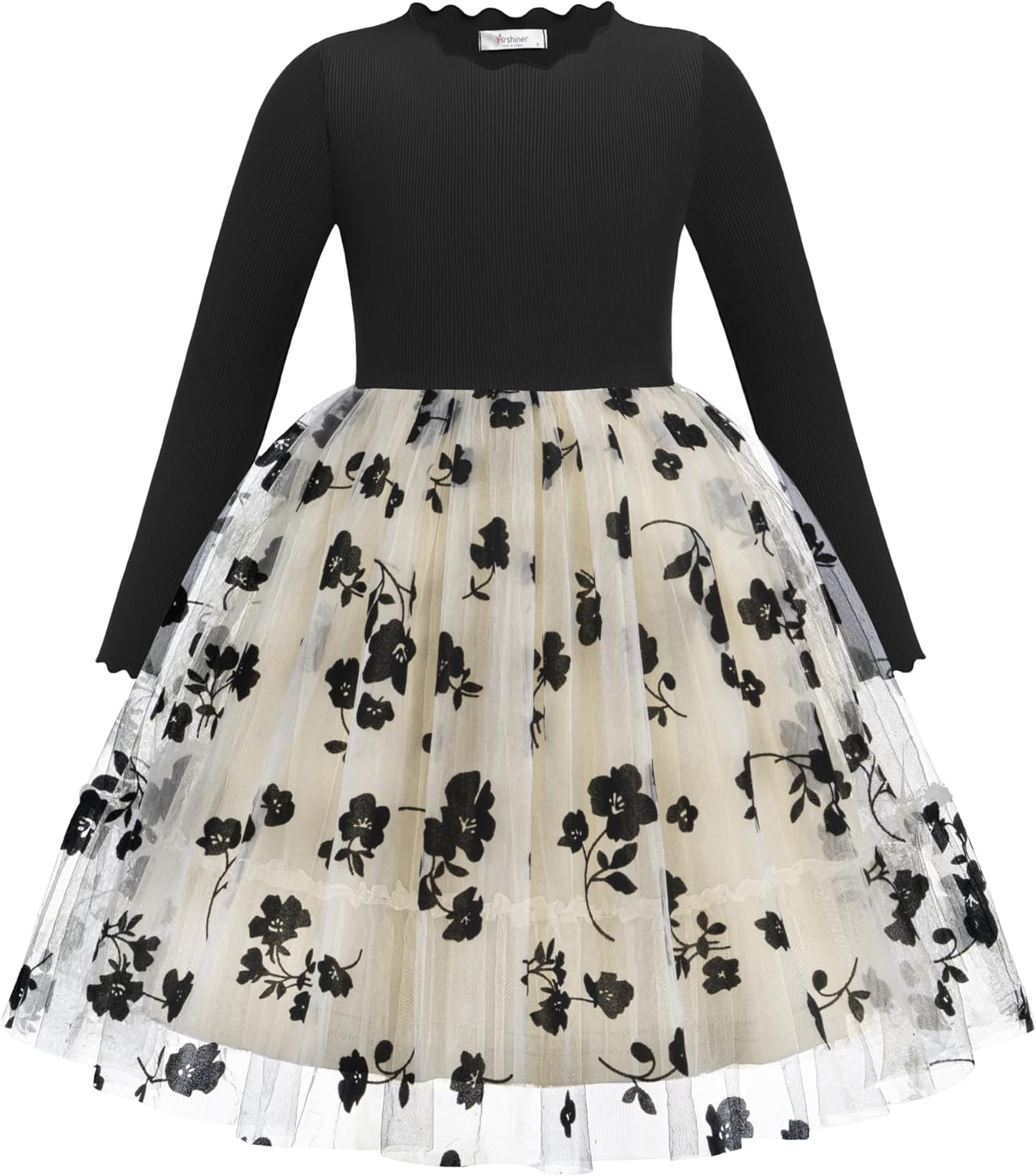 Arshiner Toddler Girl Tutu Dress Fall Winter Long Sleeve Star Sequin Holiday Party Tulle Dresses 2-6Y