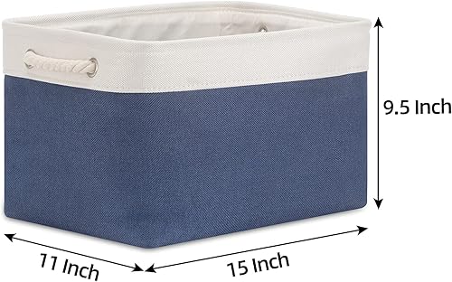 Miniatura 4 de Bidtakay Juego de cestas de almacenamiento de tela, color azul marino, 3 cestas medianas de 15 x 11 x 9.5 pulgadas + 6 cestas pequeñas de 11.8 x 7.8