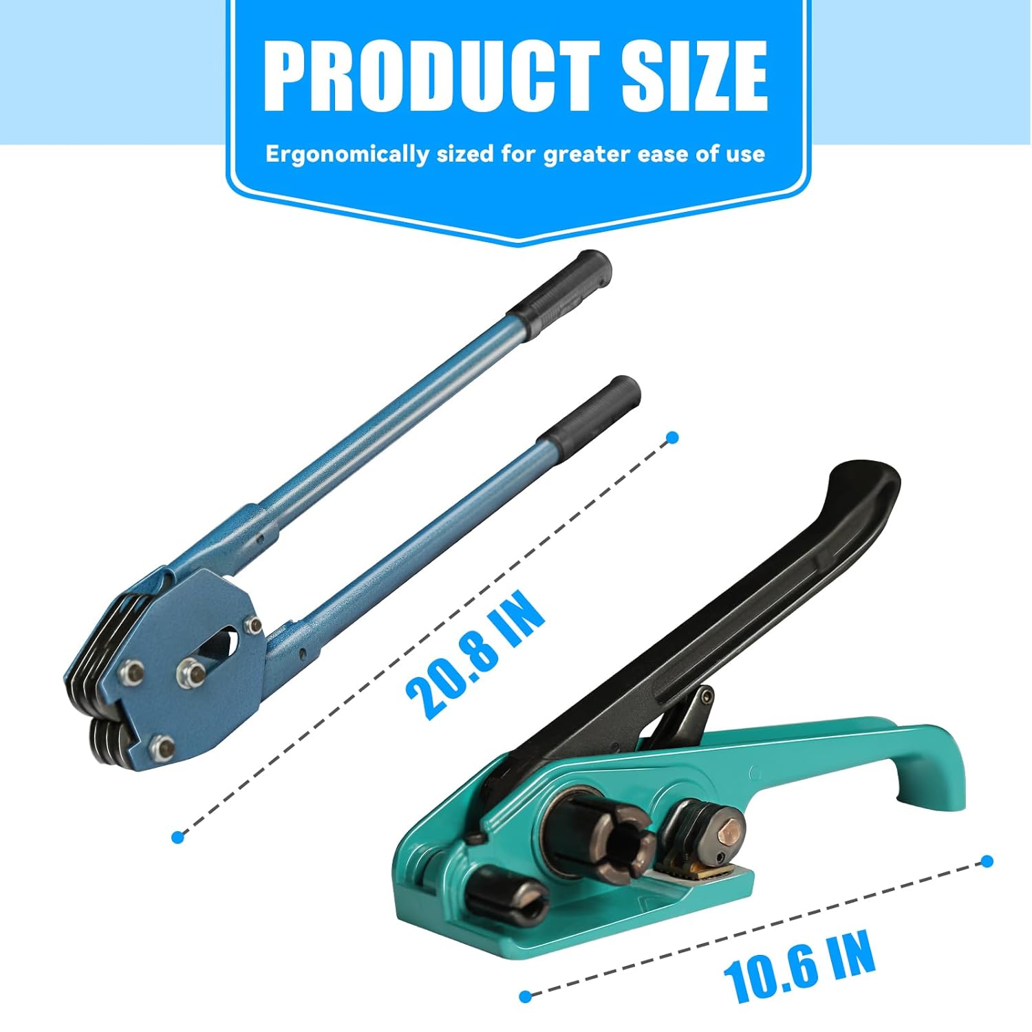 Heavy Duty Banding Strapping kit Contain 5/8"x 1000' Polyester (PET) Packaging Straps & 200 Metal Seals 100 Plastic Edge Protectors Tensioner with Cutter Sealer Tool