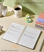 Vista 5 de Lined Spiral Journal Notebook, A5 Hardcover Spiral Journals for Women Men, 150 Numbered Pages Spiral Bound Notebook, 100 GSM College Ruled Notebooks