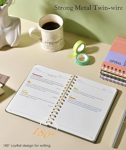 Miniatura 5 de Cuaderno de espiral rayado, diario A5 de tapa dura para mujeres y hombres, 150 páginas numeradas, cuaderno encuadernado en espiral, cuadernos