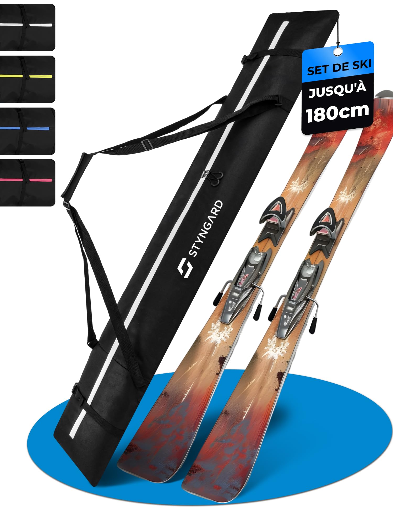 STYNGARD Housse à Skis [ à 180 cm] - Sac à Skis en matériau Robuste avec Fermetures éclair de Haute qualité - Modèle Aspen