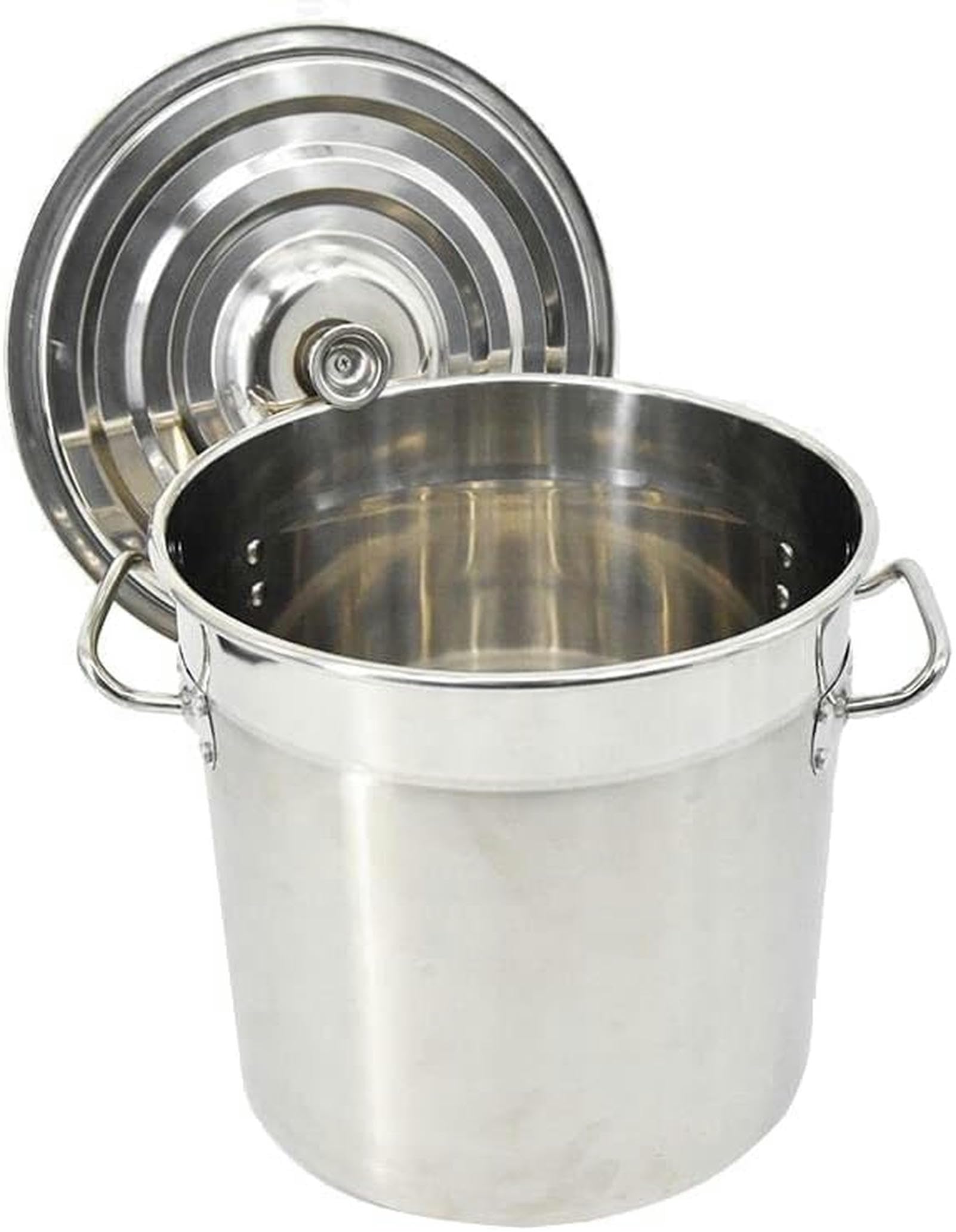 Olla Grande de Acero Inoxidable para Uso Comercial, Resistente, para Exteriores, con colador y Tapa, Ideal para cocinar cangrejos y mariscos, Compatible con Ind(45cm/17.7inch)