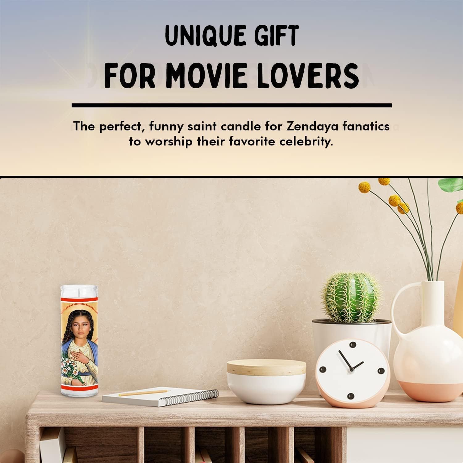 Zendaya Celebrity Glass Jar Candle – Unscented Handmade Soy Wax Votive Candle – Unique Gift for Movie Lovers – Home Decor Collectible for Living Room & Office – 8 Inch