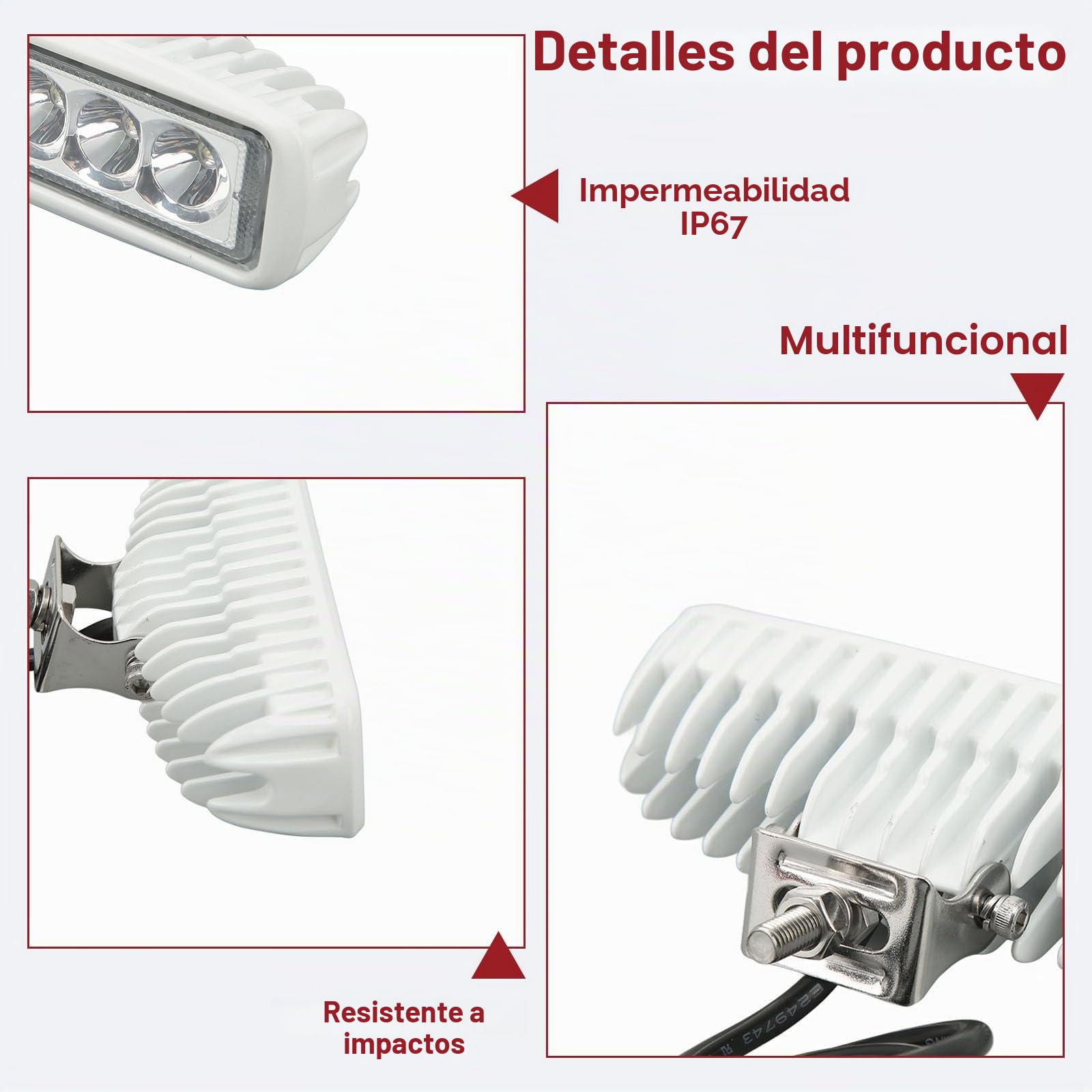 OUKENS Luces de navegación LED para buques, 12V a 24V CC, Lámpara de trabajo LED impermeable para barcos, adecuada para iluminación exterior de coches, Yates(BLANCO)