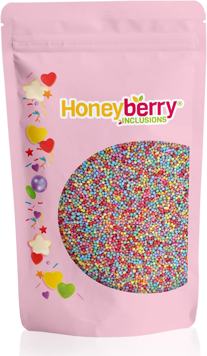 INCLUSIONS Rainbow Nonpareils Sprinkles 200g - Natural Bright Colourful Hundreds & Thousands Sprinkles for Baking, Cupcake and Cake Decorations, Ice Cream and Dessert Decorating Toppers