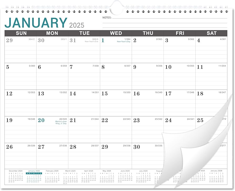Amazon.com: 2025 Calendar - 2025 Wall Calendar from Jan. 2025 to Dec. 2025, 11.5''x14.75'', 12 Monthly Calendar with Blank Blocks and Julian Dates, 2025 Calendar for Easy Planning : Office Products