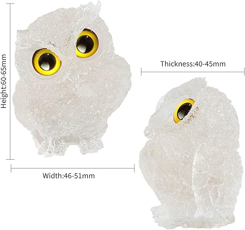 Miniatura 2 de Rockcloud Estatua de búho de cristal de roca de resina, piedra de bolsillo, hecha a mano con búho orgón para decoración de escritorio de oficina en