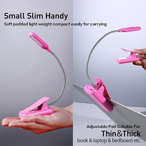 Miniatura 38 de VAVOFO Luz de lectura recargable con clip, 7 LED con 3 temperaturas de color, 9 niveles de brillo, luces de libro para leer en la cama con indicador