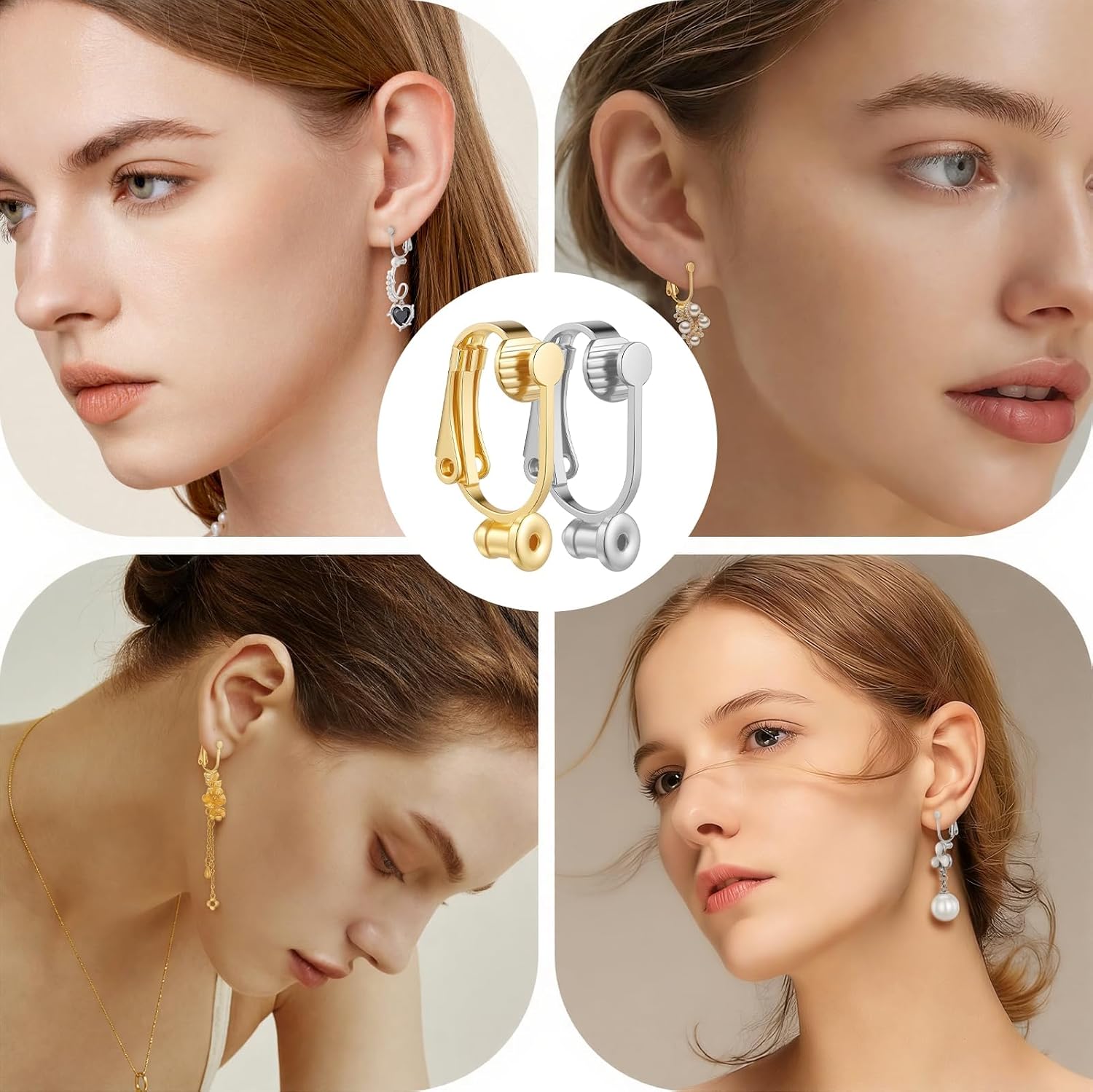 8Pieces Clip on Earring Converter, Non-Pierced Earrings Clips, Convert Pierced Earrings to Clip-on, Components Findings