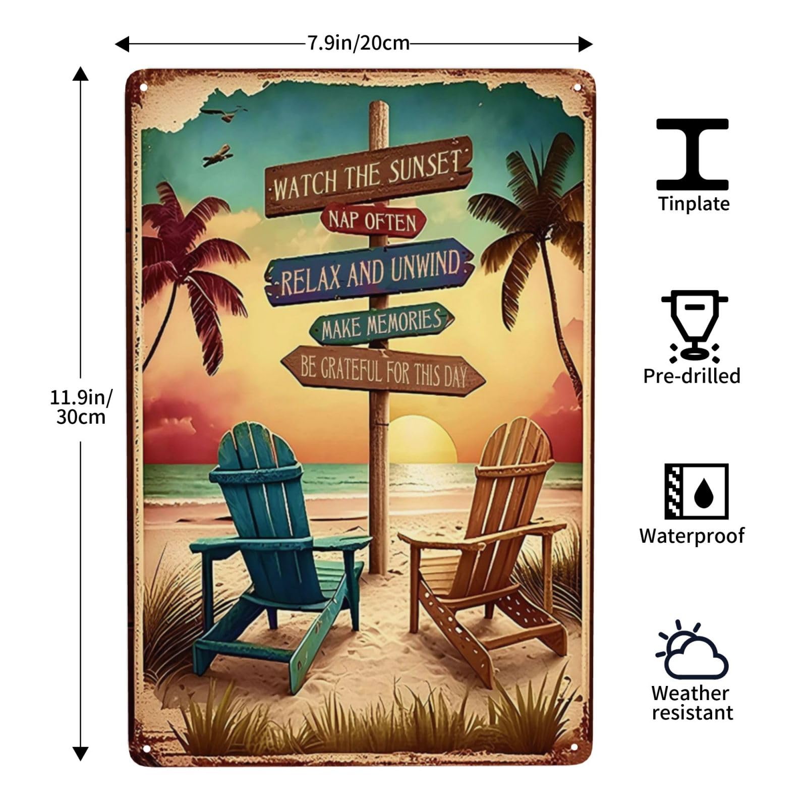 Plaque Murale Rétro En étain Surf - 30,5 X 20,3 Cm - Décoration Chambre Fille, Salon Plaque Murale Rétro En étain Surf - 30,5 X 20,3 Cm - Décoration Chambre Fille, Salon