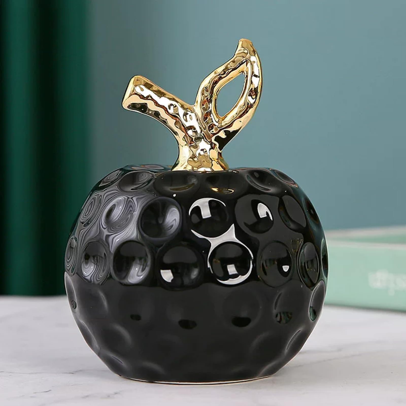 DECRZPB Ceramic Figurine Black apple Sculpture Ceramic Ornament Arts Home Office Wedding Gift