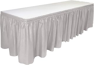 silver table skirt