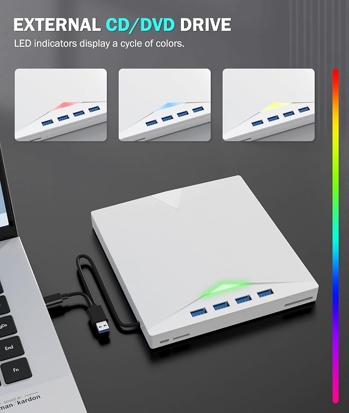 Unidad externa lectora y grabadora de CD/DVD para laptop miniatura 4