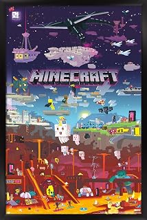 Trends International Minecraft - World Beyond Wall Poster, 22.375" x 34", Black Framed Version