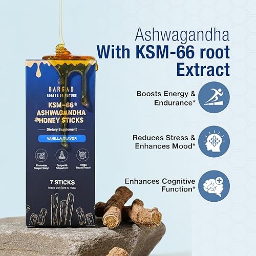 Miniatura 5 de KSM-66 Ashwagandha Honey Sticks – Miel infundida con Ashwagandha adaptogénica, ayuda a promover la relajación y el enfoque, aumenta la energía y la