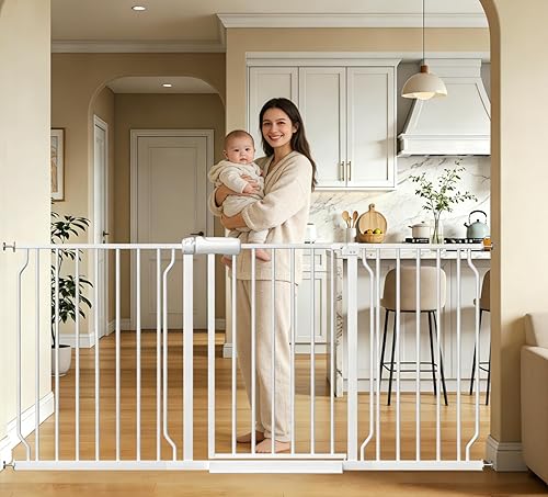 Extra Wide Long Baby Gates 62-67 Inch Stairs Doorways Pet Dog gate Indoor Outdoor Pressure Mount No Drill Walk Through Safety Child Gate