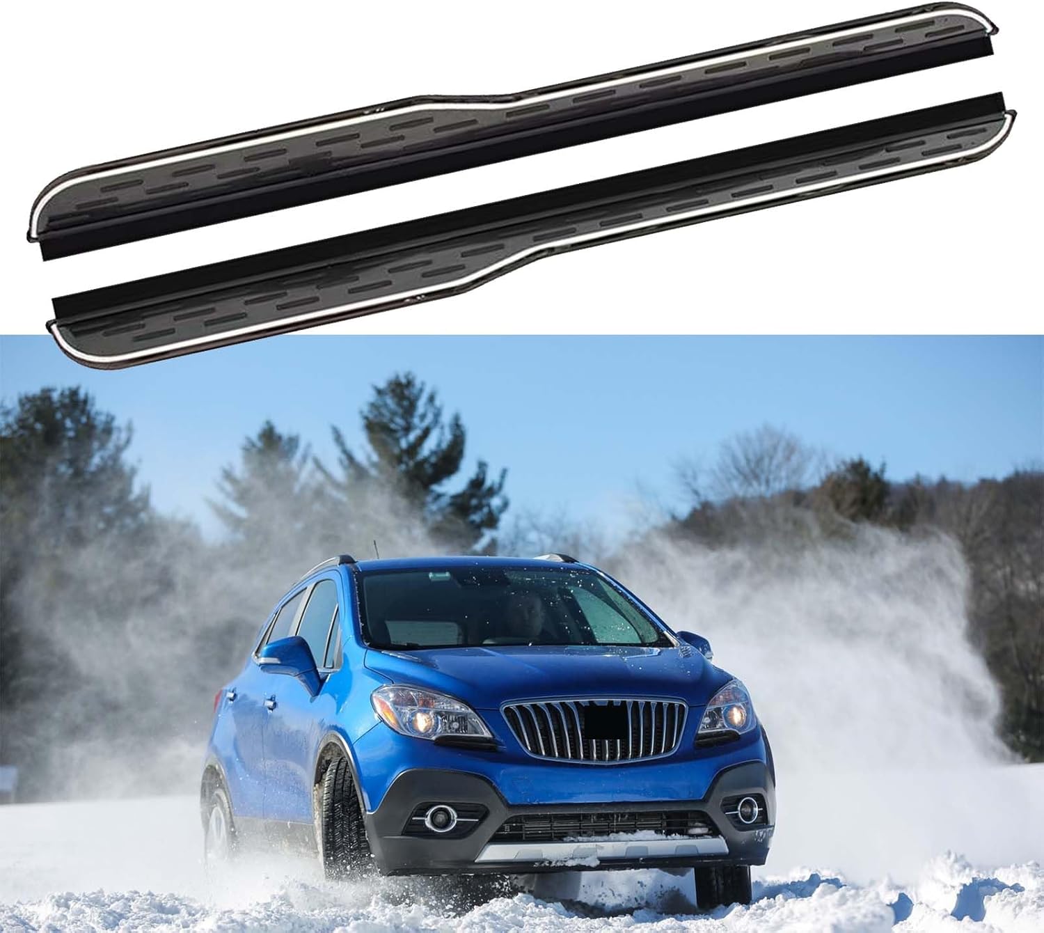 2Pcs Aluminum Running Boards Fixed Nerf Bars Side Steps with Brackets Fit for Buick Encore 2011 2012 2013 2014 2015 2016 2017 2018 2019 (20)