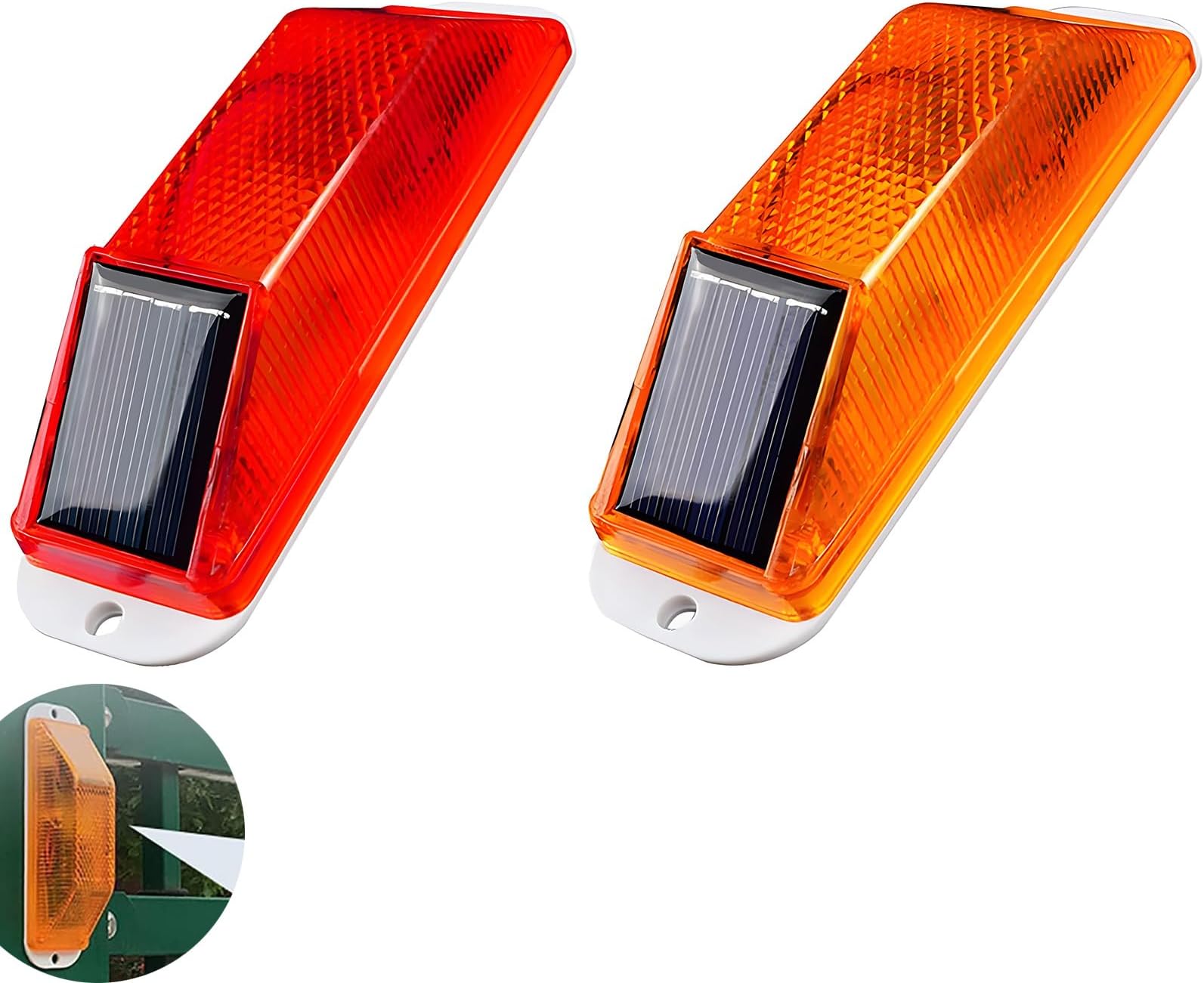 Joyzzz Solar Warning Light, 2 Pcs Solar Strobe Warning Light, Sensitive Emergency LED Flashing Lamp, Super Bright IP54 Waterproof Wireless Light Control Traffic Safety Beacon Lamp for Yard, Garage