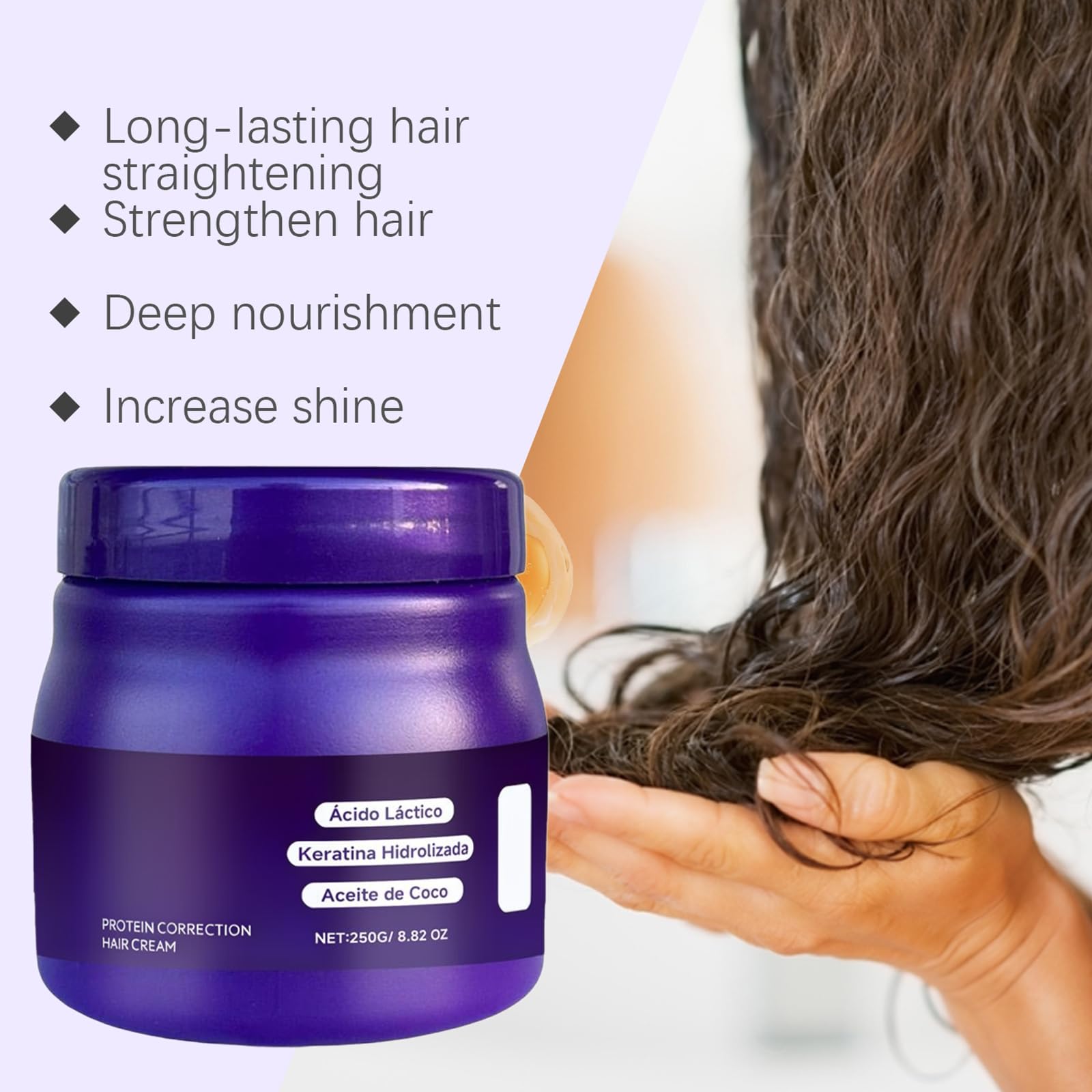 Haarglättungscreme 250 ml Lila Protein Korrektur Haarcreme Seidiger Glanz