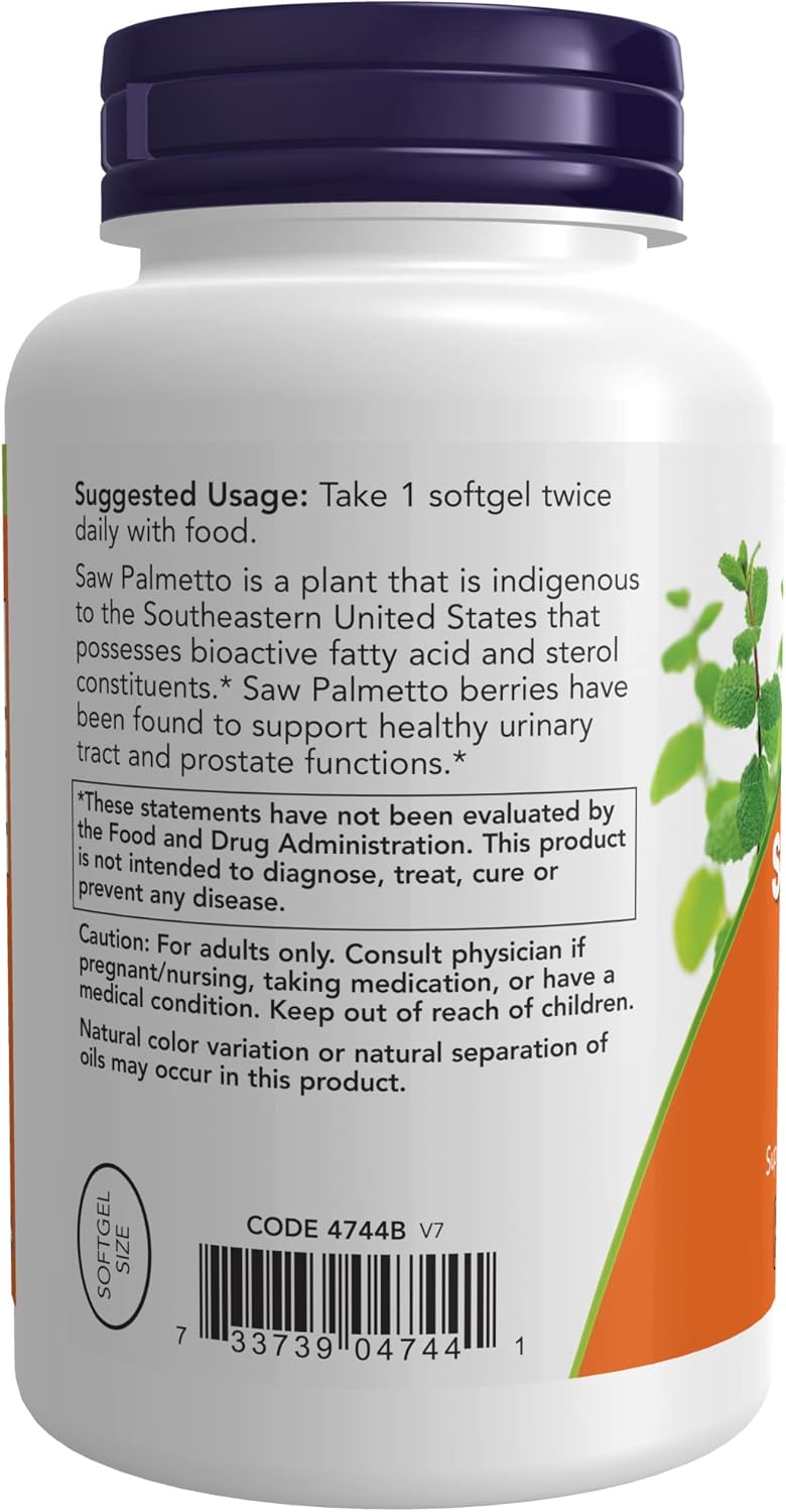 NOW Supplements, Saw Palmetto Extract (Serenoa repens) 160 mg, Men's Health*, 240 Softgels : Health & Household