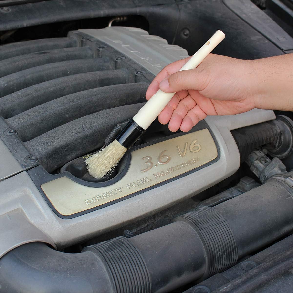 Detailing Brush Set, Auto Detailing Brush for Cleaning Weels, Engine,Interior, Emblems, Air Vents, Motorcy, Car Cleaning Brush, Premium Natural Boar Hair with Plastic Handle : Automotive