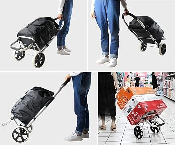 foldable shopping trolley Cart with wheels Folding Shopping Trolley Cart Shopping Trolley ,Foldable Shopping Cart With Waterproof Bag ,44L Large Capacity Multifunctional Luggage Cart With Wheels,Load