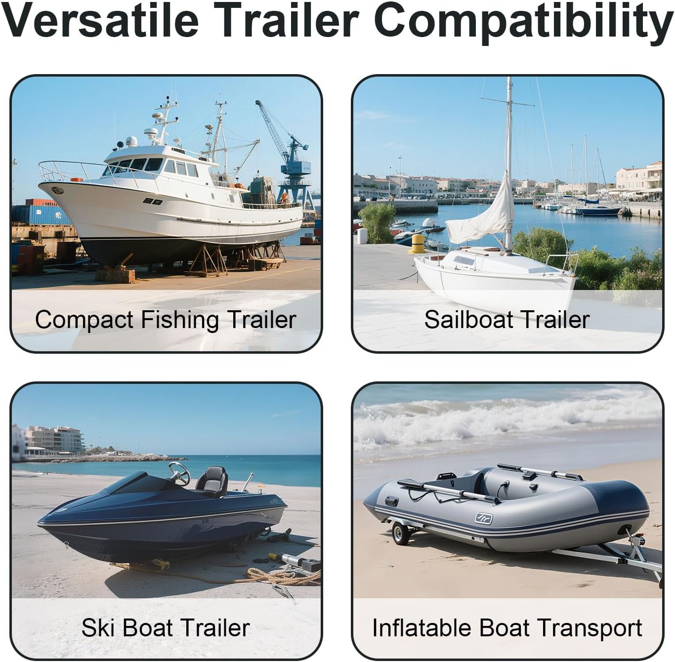 Soundforge Grade Boat Trailer Guide Adjustable Design Heavy Duty Galvanized Steel Adjustable Post with PVC Sleeves for Ski Boat,Fishing Boat (40"/48"/60'' Height) (Big Size Style 1, White)