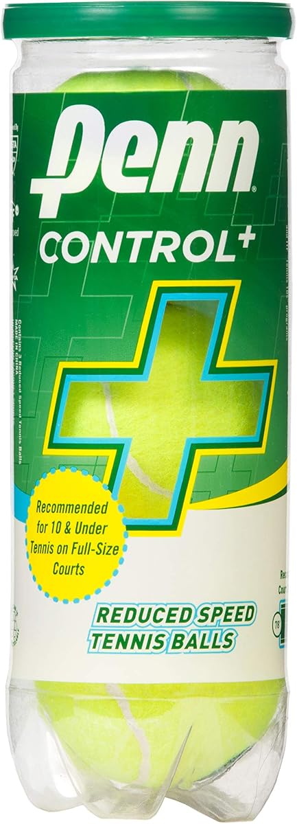 Control Plus Tennis Balls - Youth Felt Green Dot Tennis Balls for Beginners, 1 Can 3 Balls