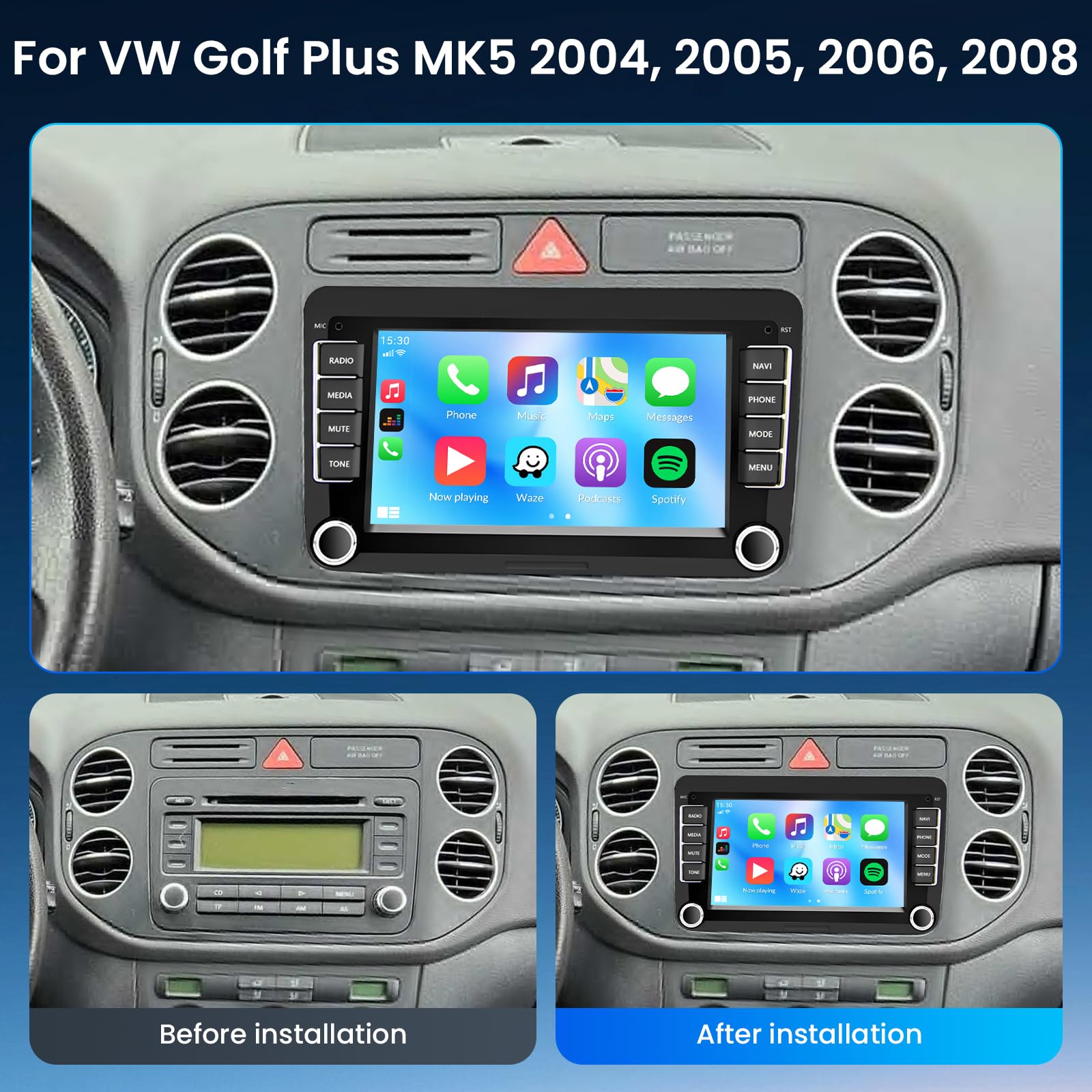 2+32G 7 Pouces Autoradio pour VW Golf Plus MK5 2004 2005 2006 2008